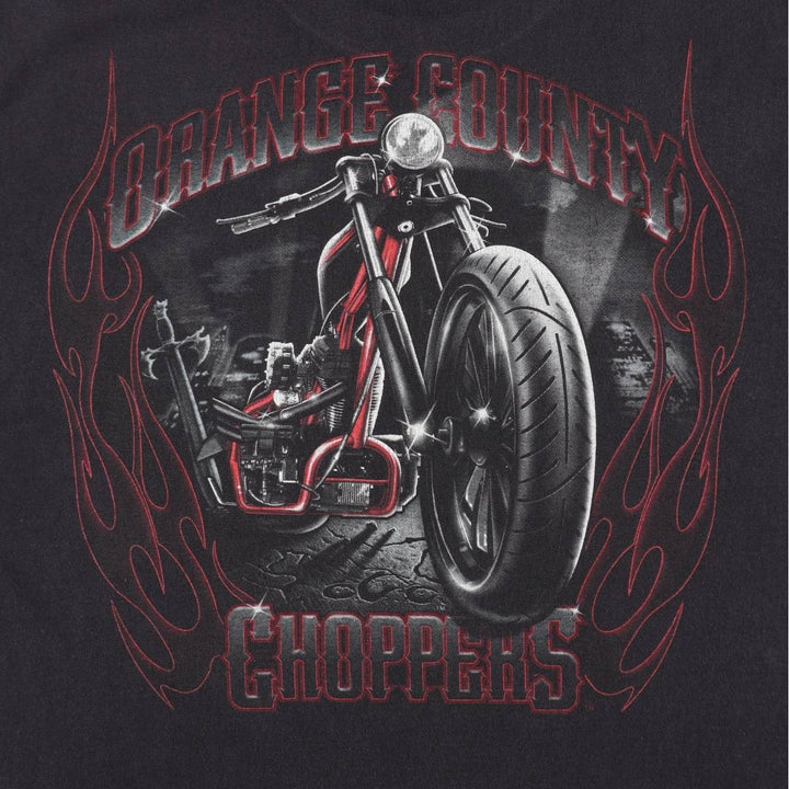 Orange County Choppers Fire Pattern Motorcycle Bike T-Shirt, Men's Size L (approx.) cotton black type Vintage Second Hand