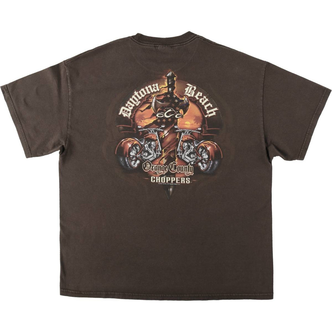 2000'S TENNESSEE RIVER Orange County Choppers Motorcycle T-shirt, Men's XL equivalent. cotton brown type Vintage Second Hand
