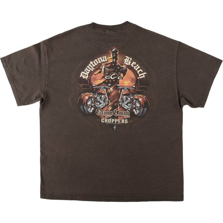 2000'S TENNESSEE RIVER Orange County Choppers Motorcycle T-shirt, Men's XL equivalent. cotton brown type Vintage Second Hand
