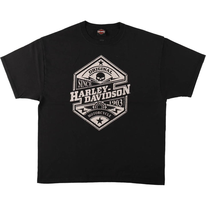 Harley-Davidson Skull Pattern Motorcycle Bike T-shirt Men's XL cotton black type Vintage Second Hand