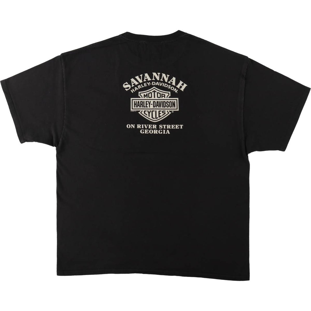 Harley-Davidson Skull Pattern Motorcycle Bike T-shirt Men's XL cotton black type Vintage Second Hand
