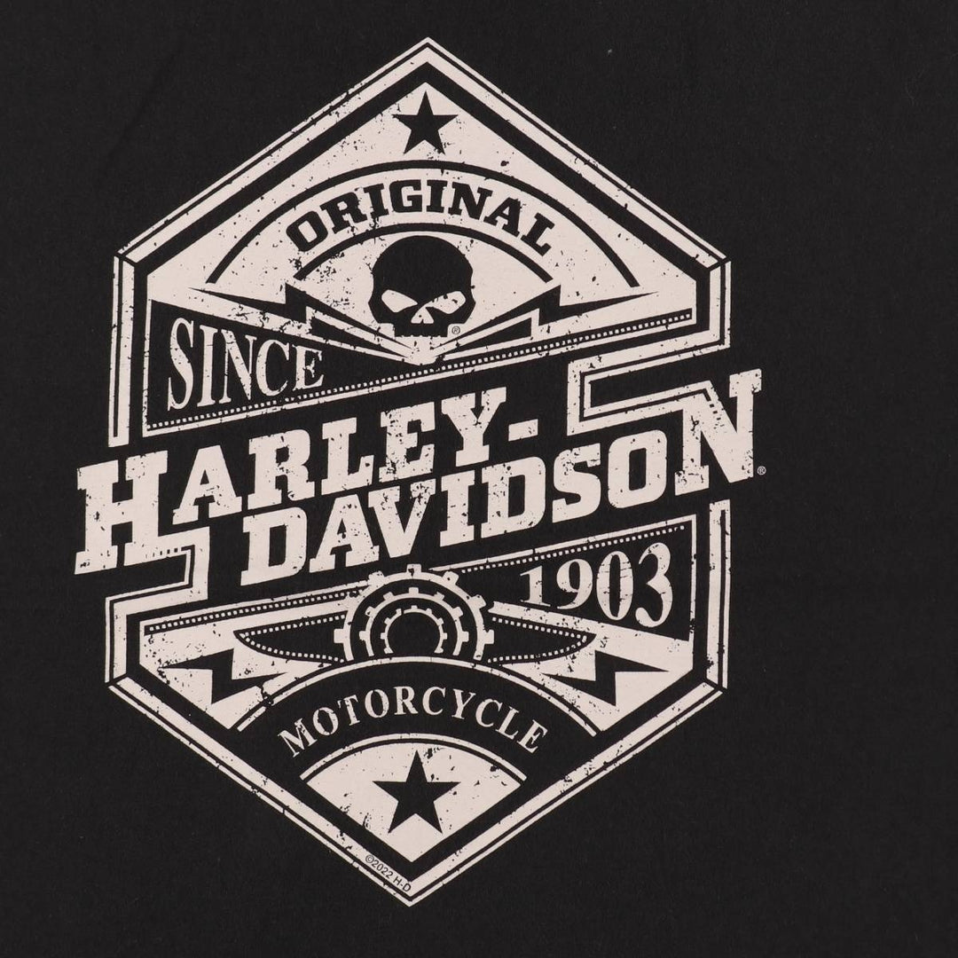 Harley-Davidson Skull Pattern Motorcycle Bike T-shirt Men's XL cotton black type Vintage Second Hand