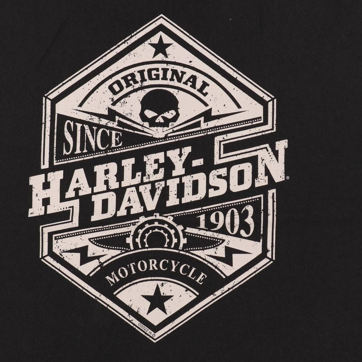 Harley-Davidson Skull Pattern Motorcycle Bike T-shirt Men's XL cotton black type Vintage Second Hand
