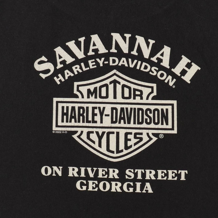 Harley-Davidson Skull Pattern Motorcycle Bike T-shirt Men's XL cotton black type Vintage Second Hand