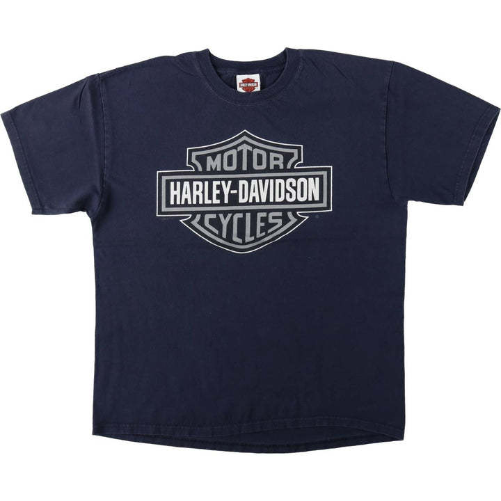 Harley-Davidson Motorcycle Bike T-shirt, Men's Size L cotton navy blue type Vintage Second Hand