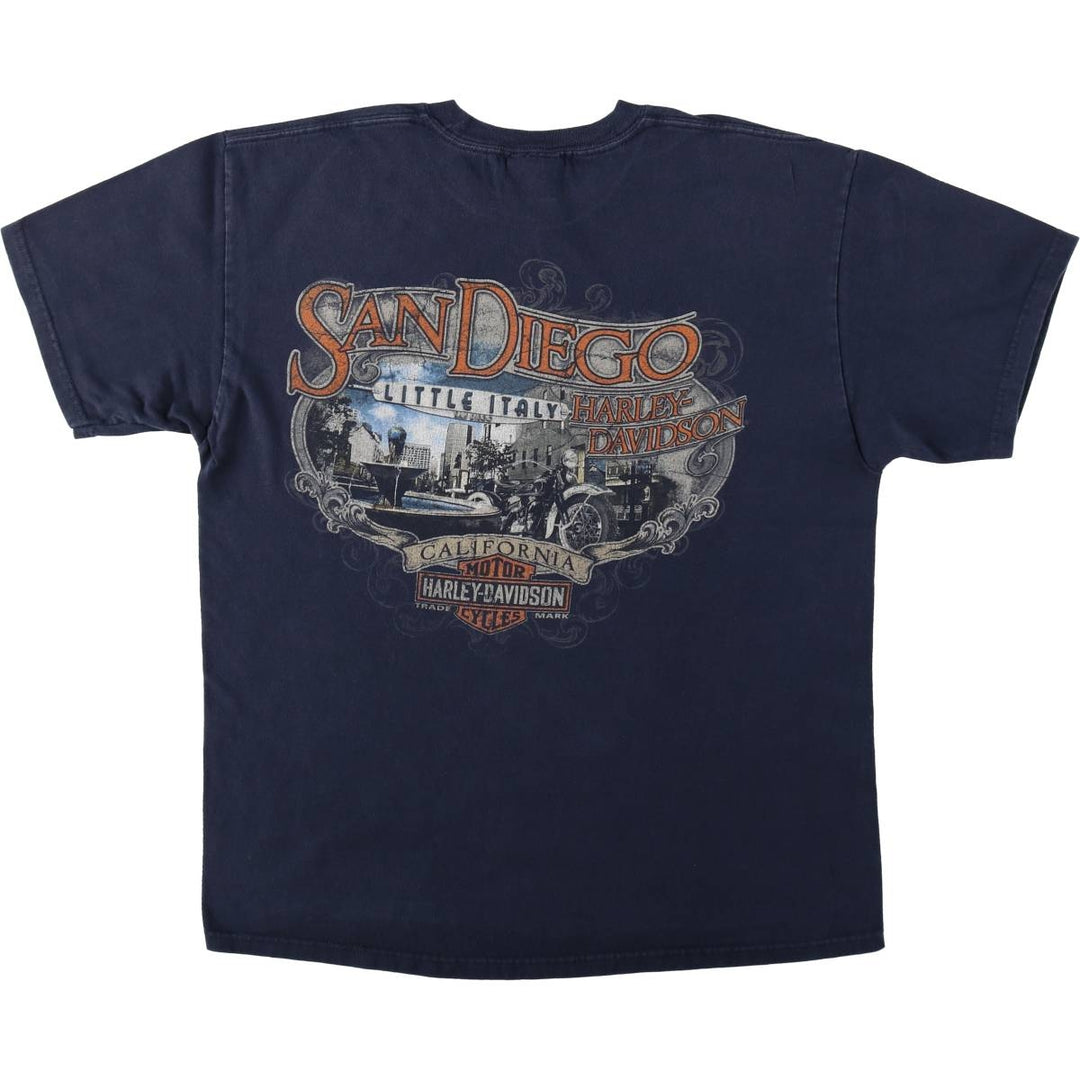 Harley-Davidson Motorcycle Bike T-shirt, Men's Size L cotton navy blue type Vintage Second Hand