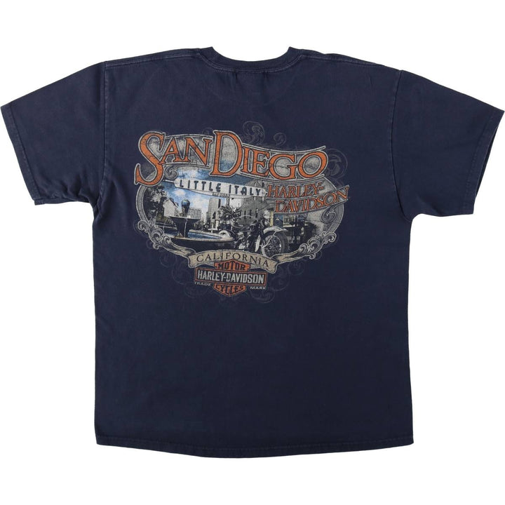 Harley-Davidson Motorcycle Bike T-shirt, Men's Size L cotton navy blue type Vintage Second Hand