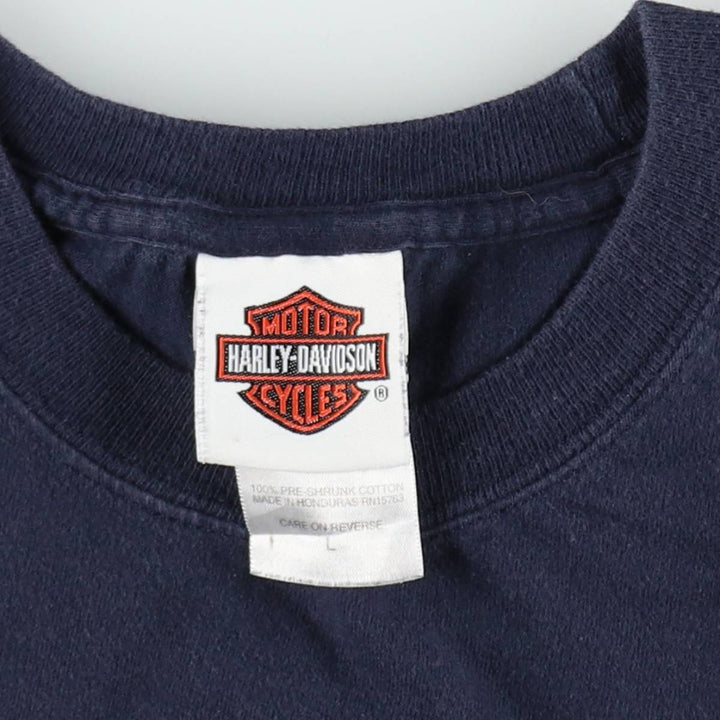 Harley-Davidson Motorcycle Bike T-shirt, Men's Size L cotton navy blue type Vintage Second Hand