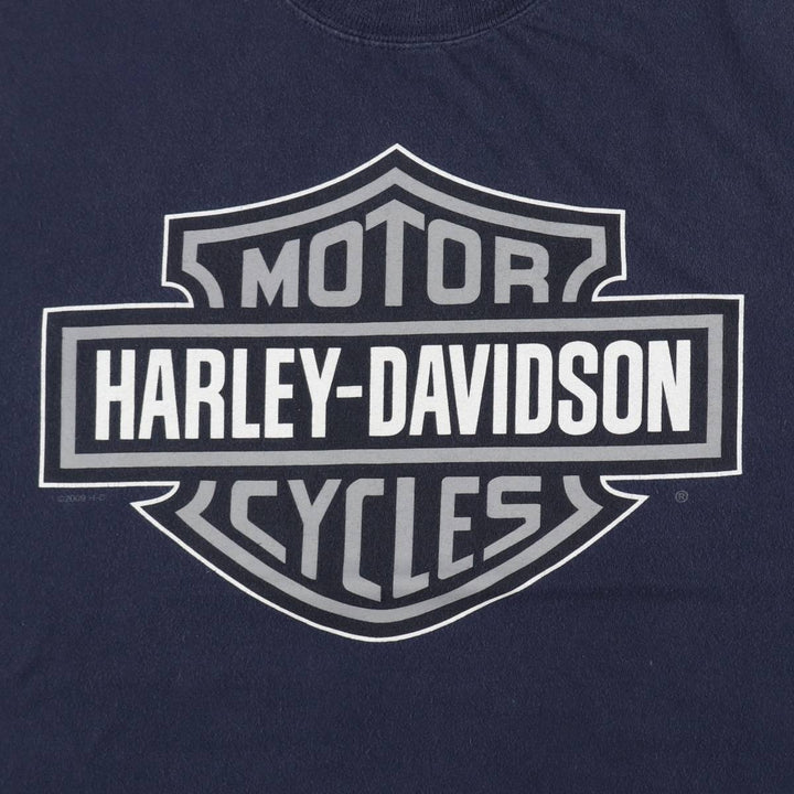 Harley-Davidson Motorcycle Bike T-shirt, Men's Size L cotton navy blue type Vintage Second Hand