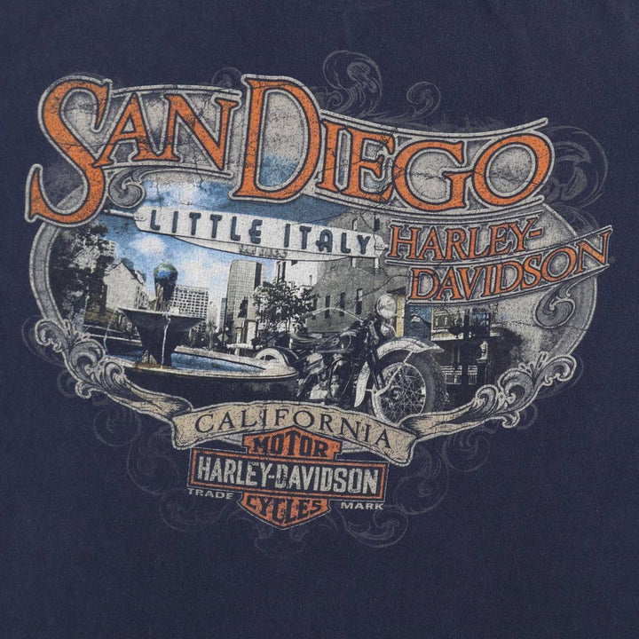 Harley-Davidson Motorcycle Bike T-shirt, Men's Size L cotton navy blue type Vintage Second Hand