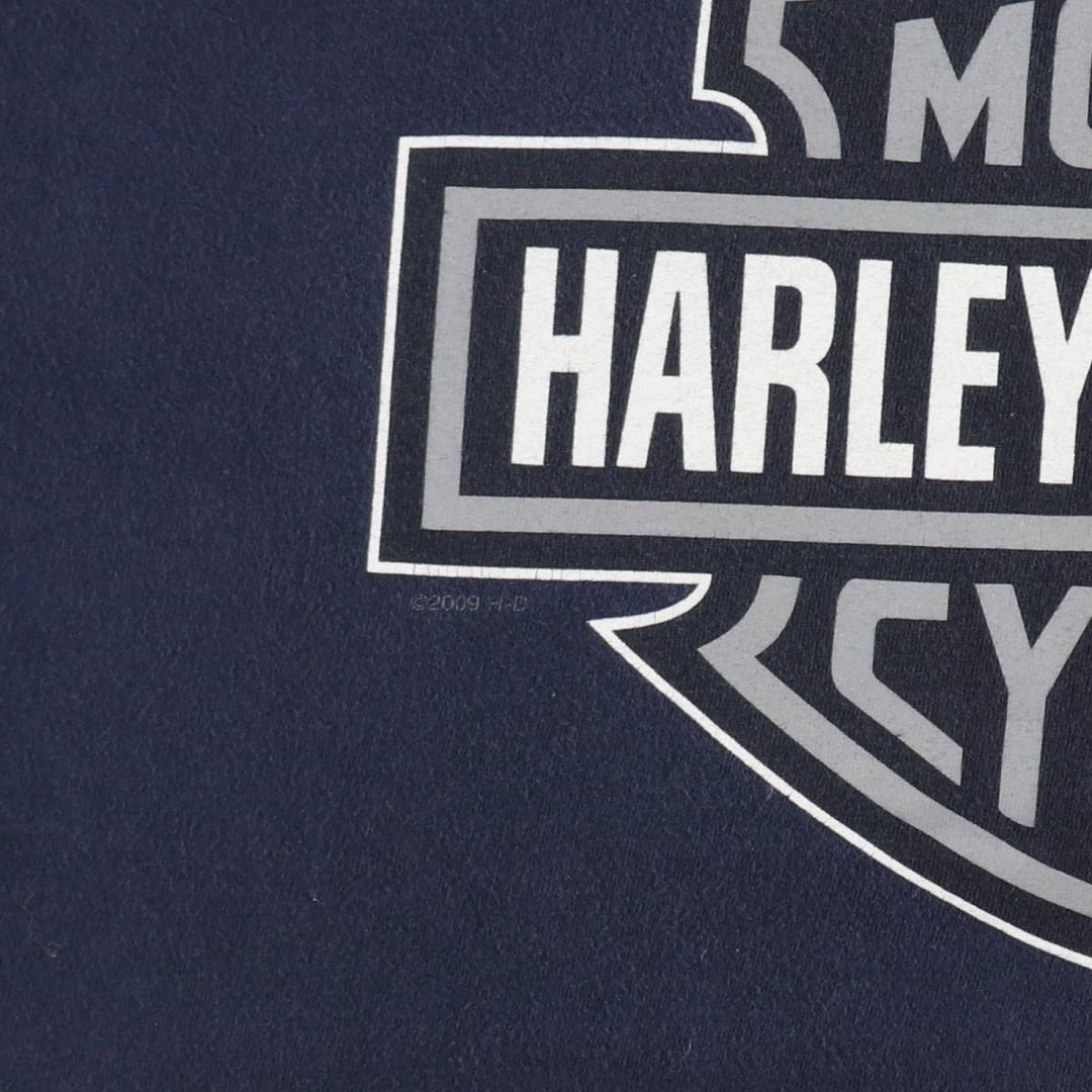 Harley-Davidson Motorcycle Bike T-shirt, Men's Size L cotton navy blue type Vintage Second Hand
