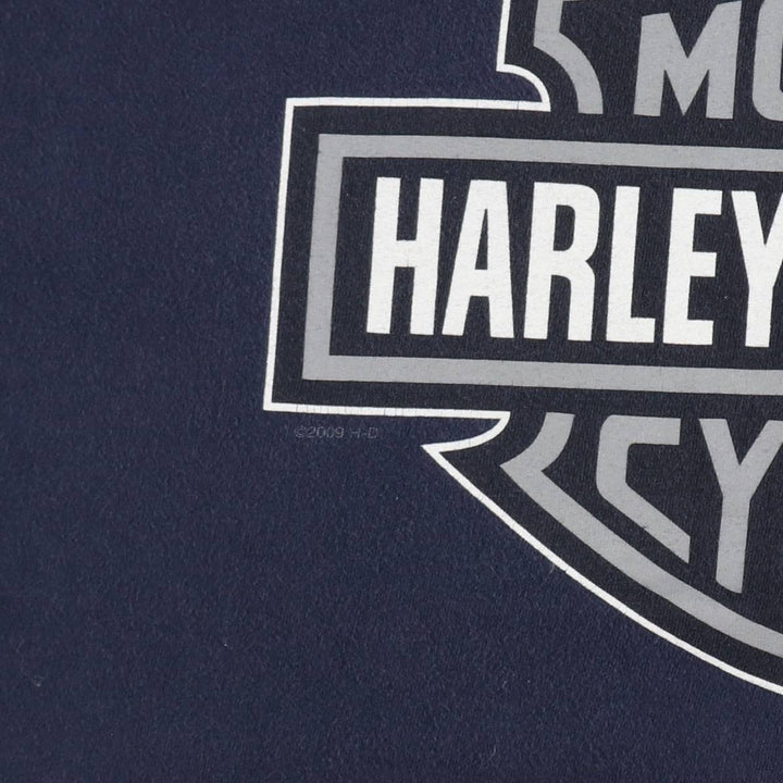 Harley-Davidson Motorcycle Bike T-shirt, Men's Size L cotton navy blue type Vintage Second Hand