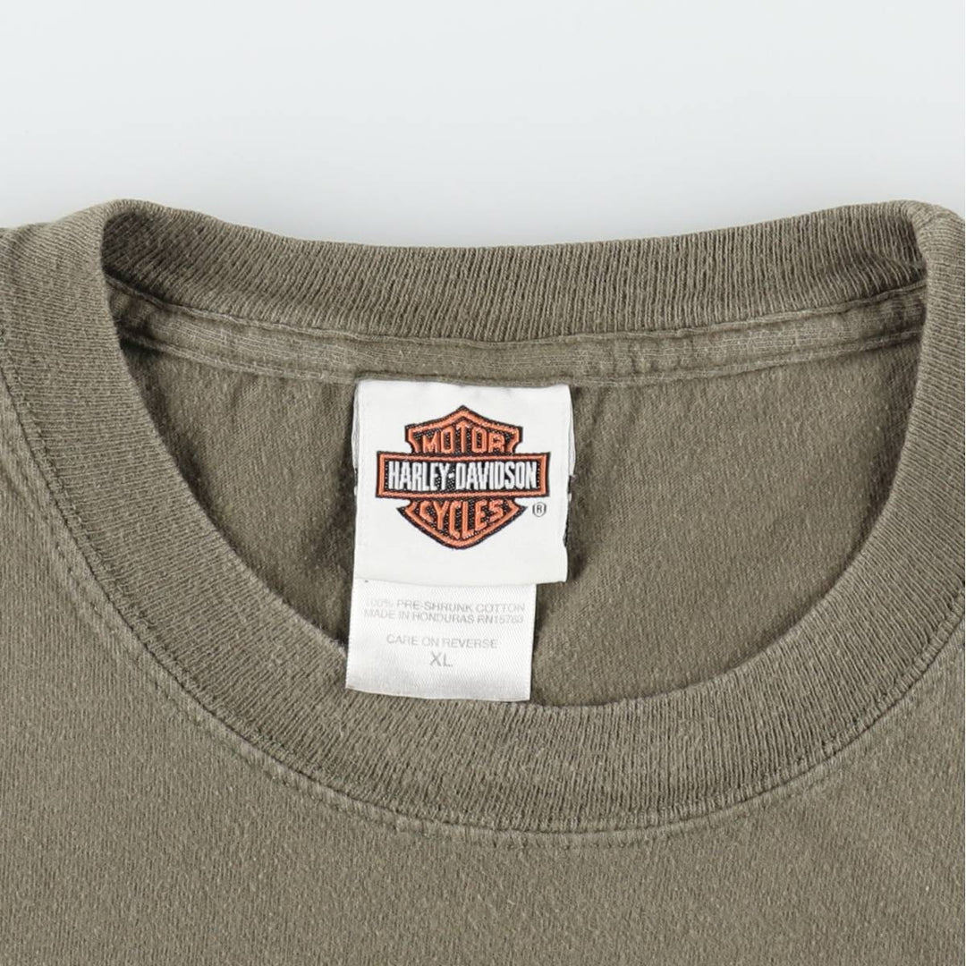 Harley-Davidson Skull Pattern Motorcycle Bike T-shirt Men's XL cotton Khaki type Vintage Second Hand