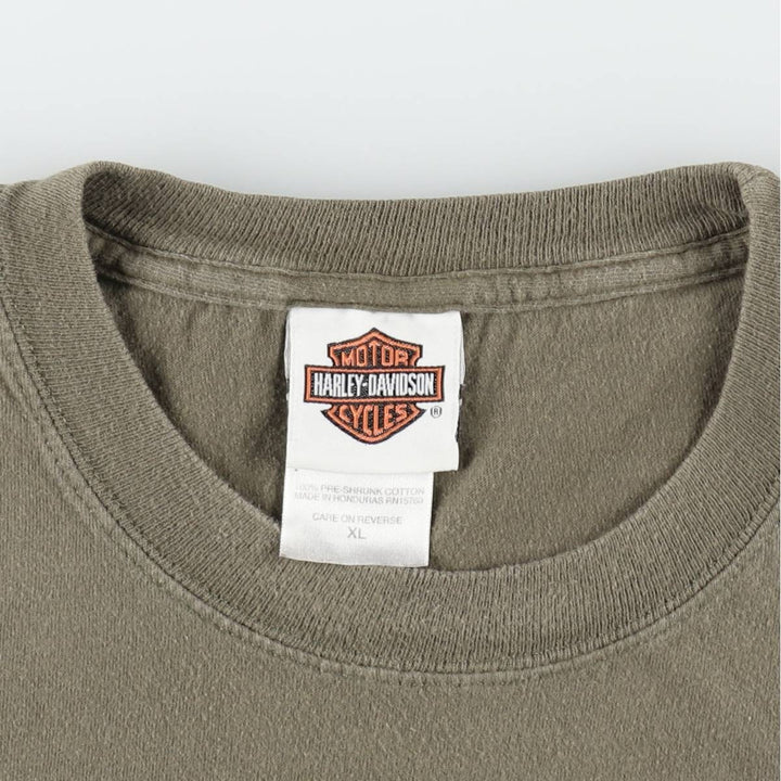 Harley-Davidson Skull Pattern Motorcycle Bike T-shirt Men's XL cotton Khaki type Vintage Second Hand