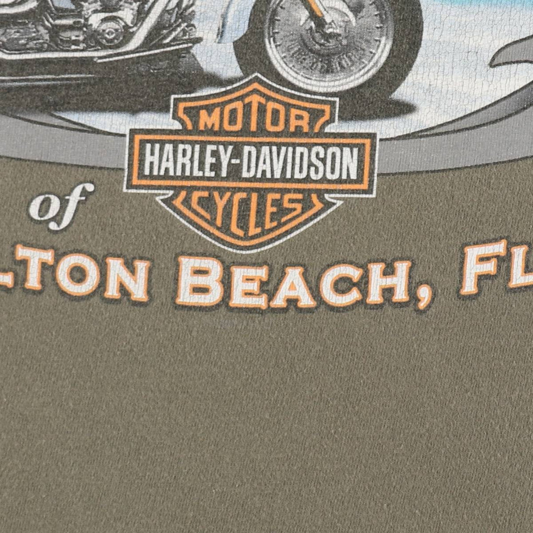 Harley-Davidson Skull Pattern Motorcycle Bike T-shirt Men's XL cotton Khaki type Vintage Second Hand