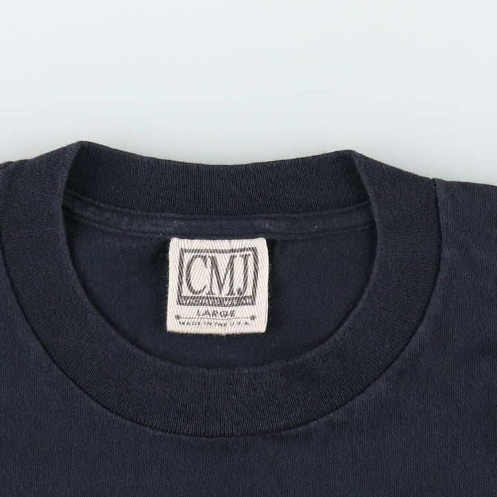 90'S CMJ Eagle Pattern American Flag Motorcycle T-Shirt, Made in USA, Men's Size L (approx.), Vintage cotton black type Vintage Second Hand