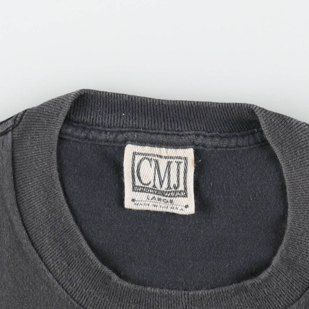 CMJ Eagle Pattern Motorcycle T-Shirt, Made in USA, Men's Size L (Equivalent), Vintage cotton black type Vintage Second Hand