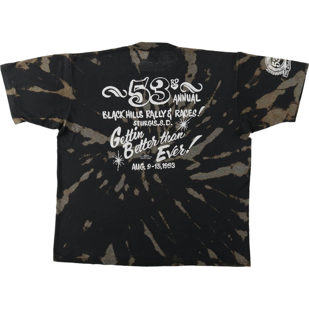 80s-90'S Jerzees Tie-Dye Pattern Motorcycle T-Shirt, Made in USA, Men's XL (approx.) Vintage cotton black type Vintage Second Hand