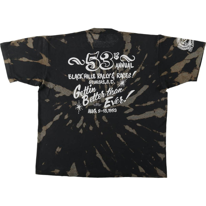80s-90'S Jerzees Tie-Dye Pattern Motorcycle T-Shirt, Made in USA, Men's XL (approx.) Vintage cotton black type Vintage Second Hand