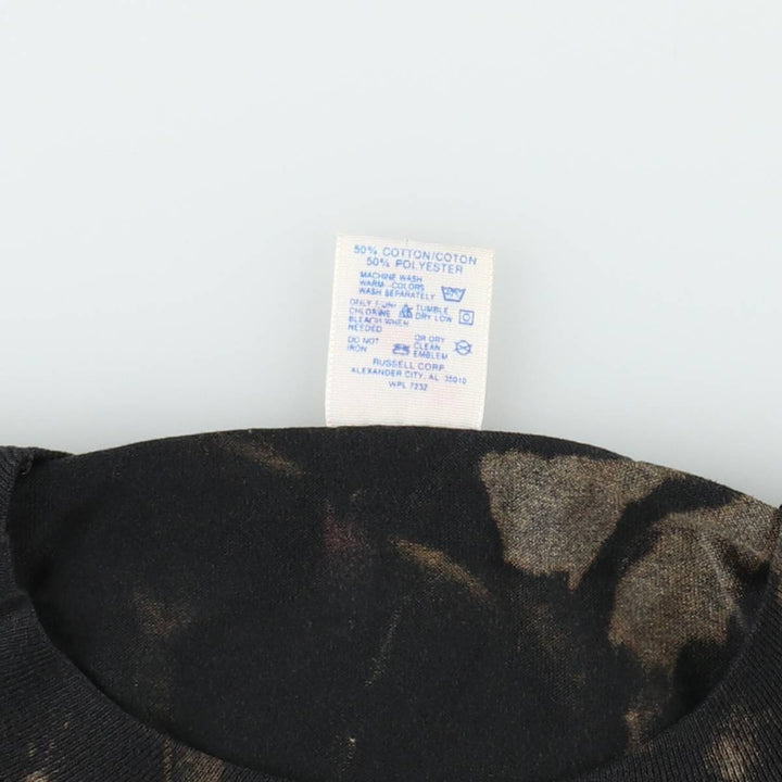 80s-90'S Jerzees Tie-Dye Pattern Motorcycle T-Shirt, Made in USA, Men's XL (approx.) Vintage cotton black type Vintage Second Hand