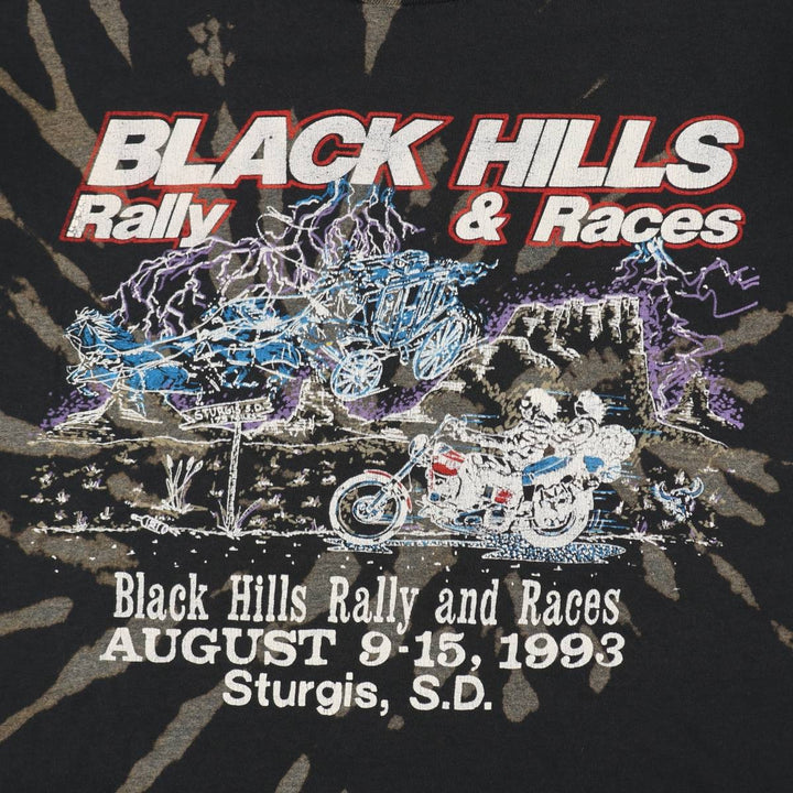 80s-90'S Jerzees Tie-Dye Pattern Motorcycle T-Shirt, Made in USA, Men's XL (approx.) Vintage cotton black type Vintage Second Hand