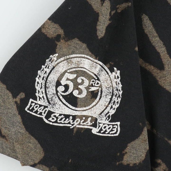 80s-90'S Jerzees Tie-Dye Pattern Motorcycle T-Shirt, Made in USA, Men's XL (approx.) Vintage cotton black type Vintage Second Hand