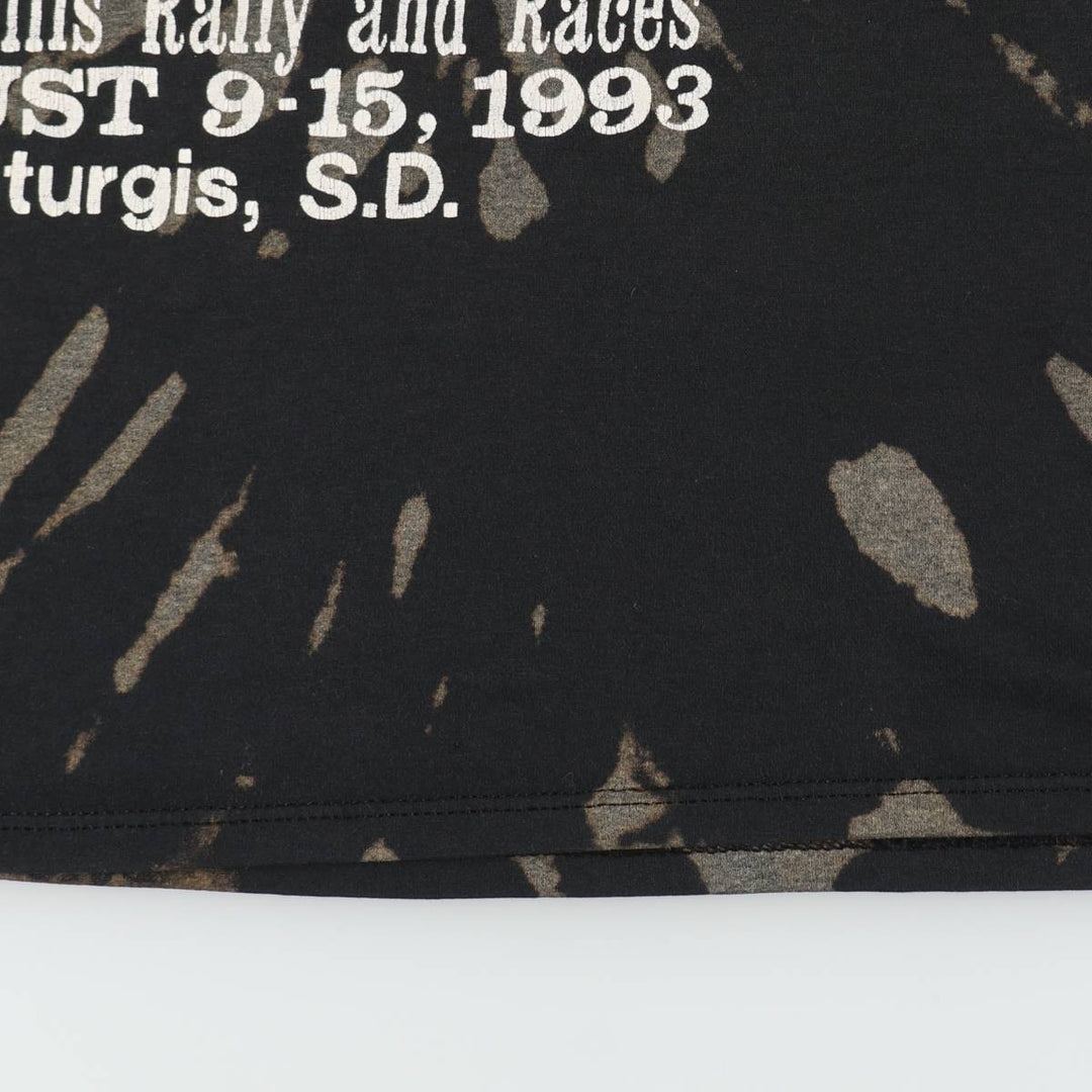 80s-90'S Jerzees Tie-Dye Pattern Motorcycle T-Shirt, Made in USA, Men's XL (approx.) Vintage cotton black type Vintage Second Hand