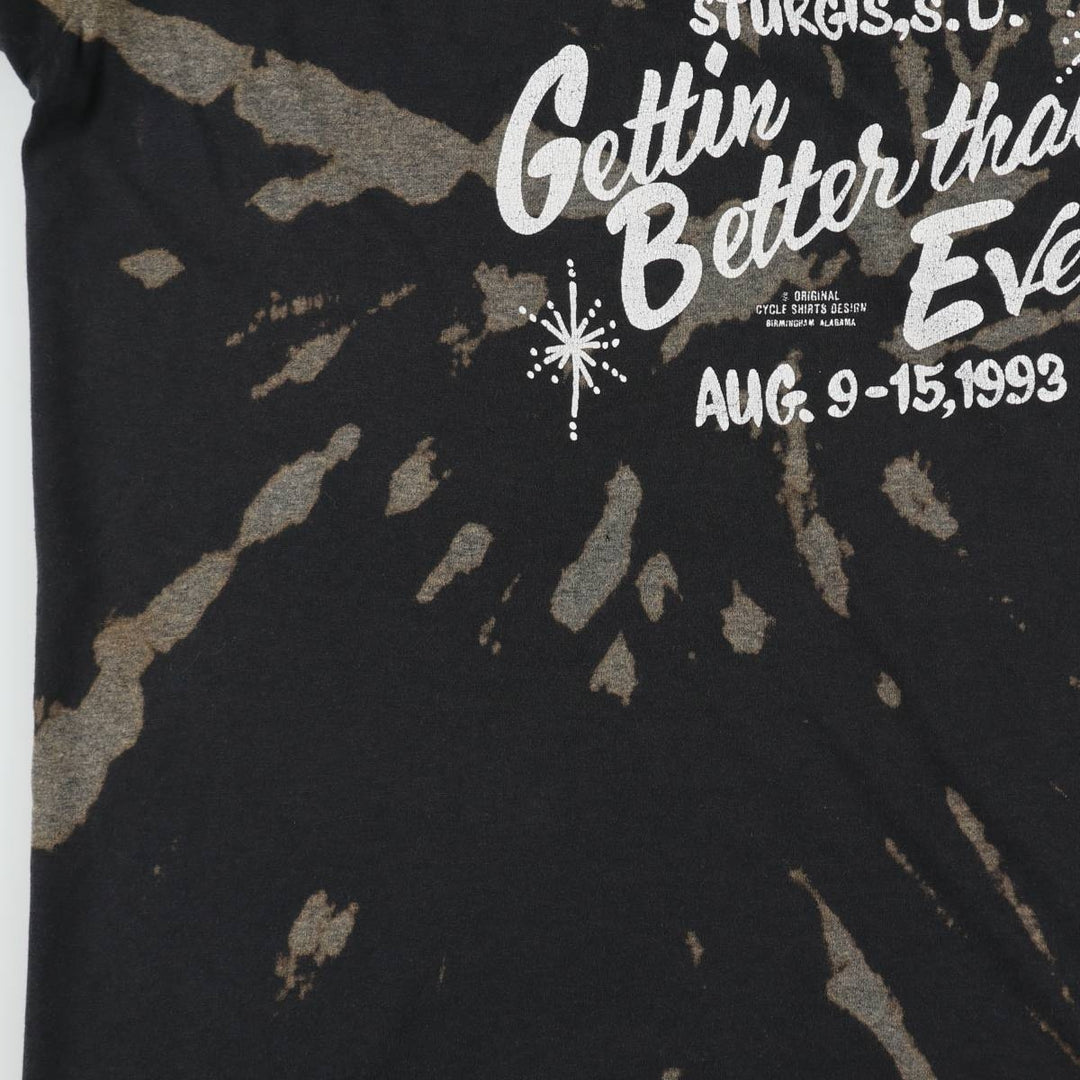 80s-90'S Jerzees Tie-Dye Pattern Motorcycle T-Shirt, Made in USA, Men's XL (approx.) Vintage cotton black type Vintage Second Hand