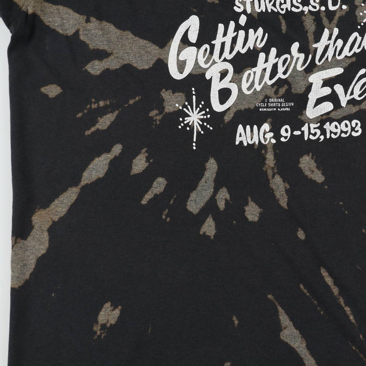 80s-90'S Jerzees Tie-Dye Pattern Motorcycle T-Shirt, Made in USA, Men's XL (approx.) Vintage cotton black type Vintage Second Hand