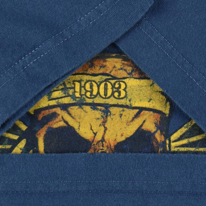 Harley-Davidson Skull Pattern Motorcycle Bike T-shirt Men's L size cotton blue type Vintage Second Hand
