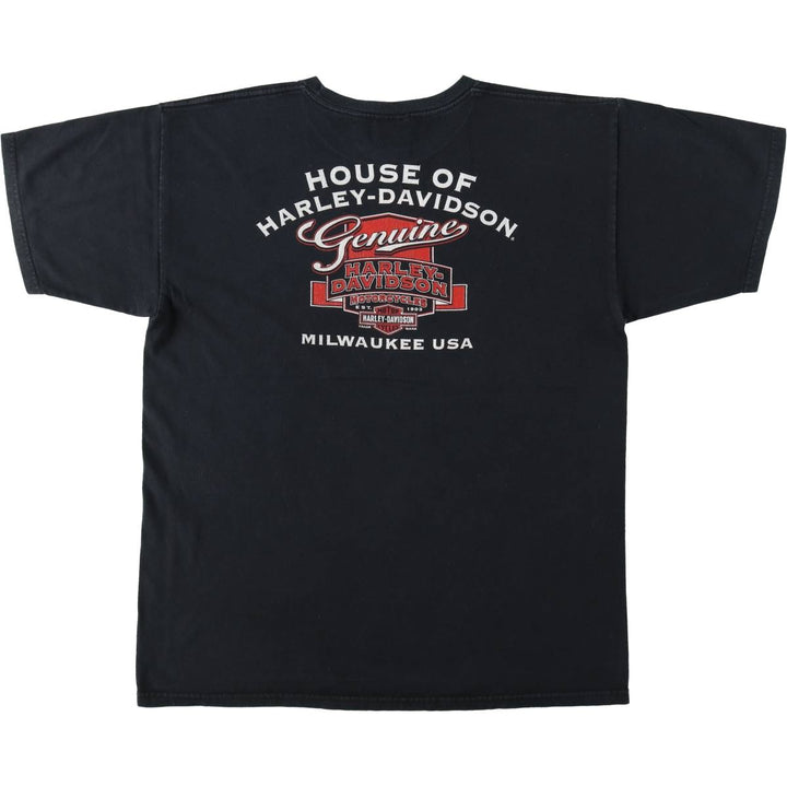 Harley-Davidson Pin-up Girl Motorcycle Bike T-shirt, Men's L size cotton black type Vintage Second Hand
