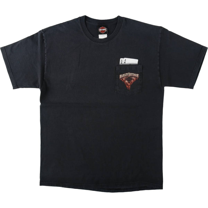 Harley-Davidson Fire Pattern Motorcycle Bike T-Shirt, Men's Size L cotton black type Vintage Second Hand