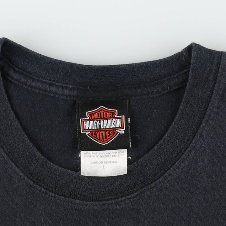 Harley-Davidson Fire Pattern Motorcycle Bike T-Shirt, Men's Size L cotton black type Vintage Second Hand