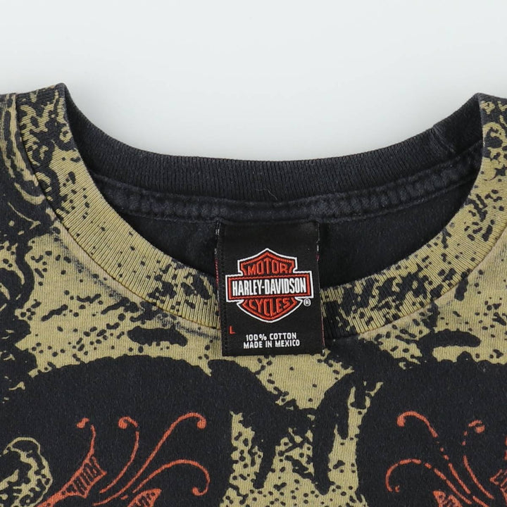 Harley-Davidson Skull Pattern Motorcycle Bike T-shirt Men's L size cotton black type Vintage Second Hand