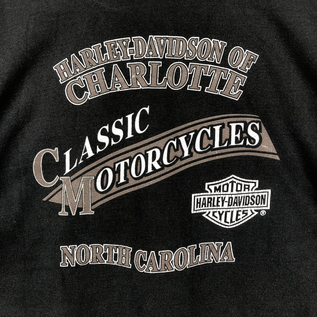 00'S Harley-Davidson Fire Pattern Motorcycle Bike T-Shirt Men's M unclear black type Vintage Second Hand
