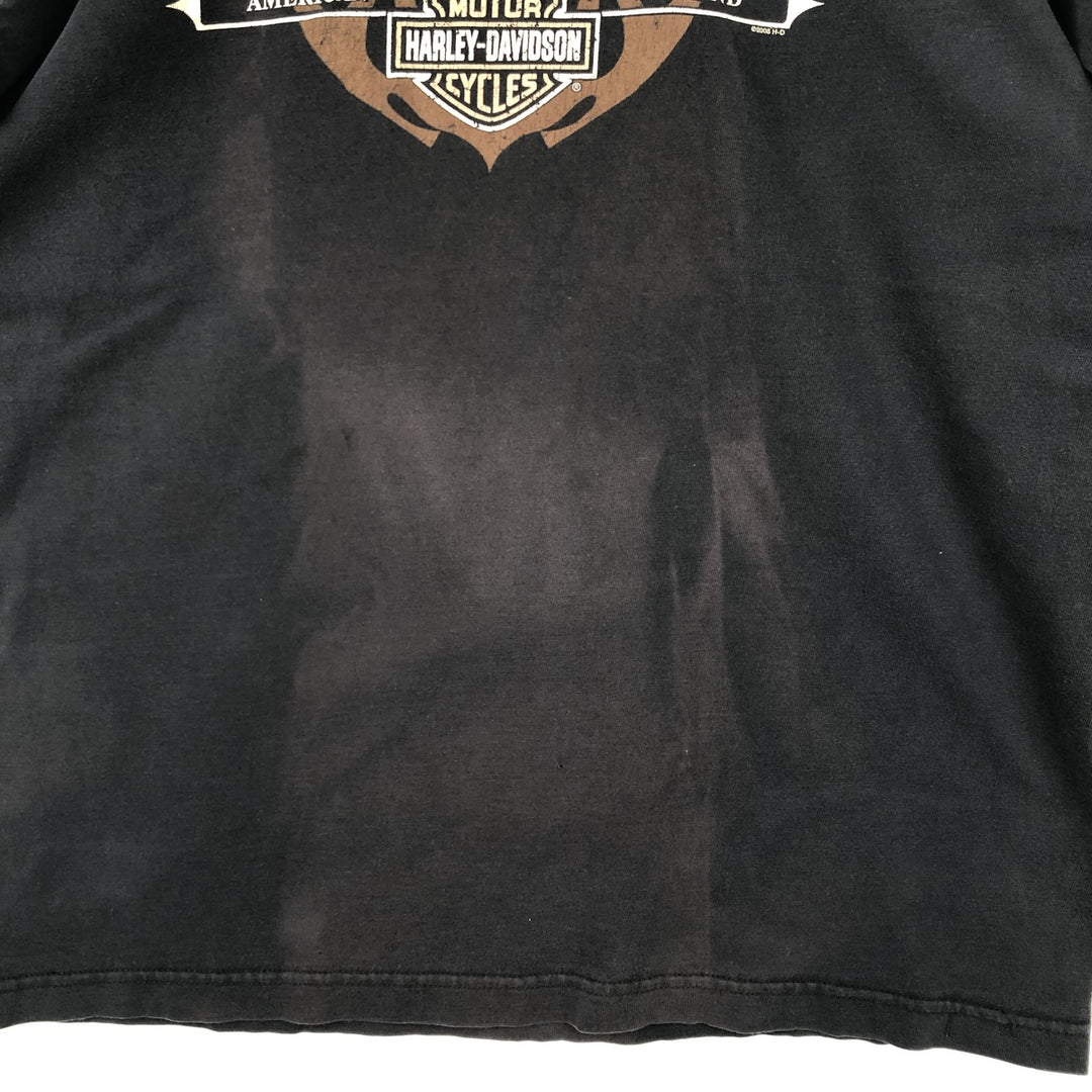 00'S Harley-Davidson Fire Pattern Motorcycle Bike T-Shirt Men's M unclear black type Vintage Second Hand