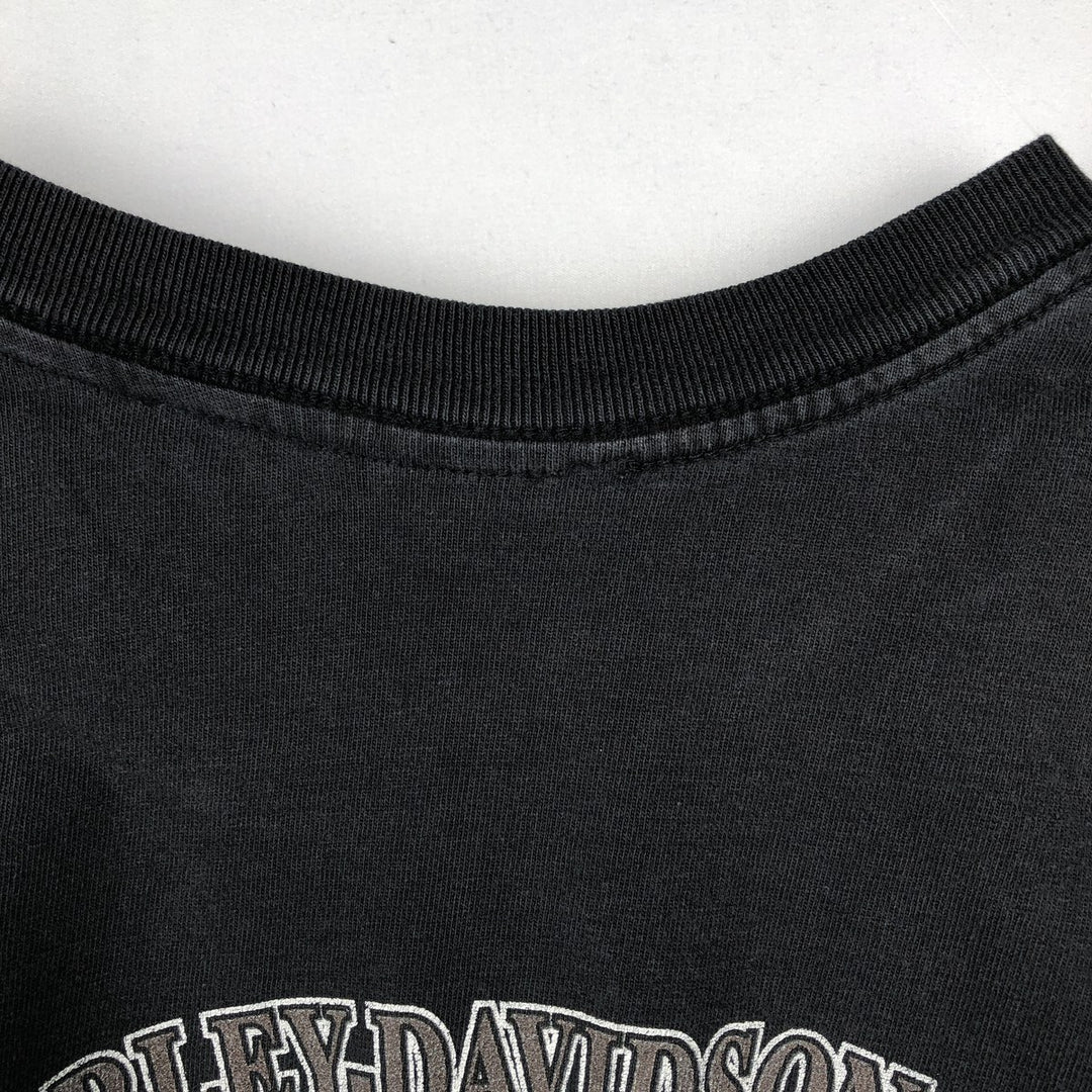 00'S Harley-Davidson Fire Pattern Motorcycle Bike T-Shirt Men's M unclear black type Vintage Second Hand