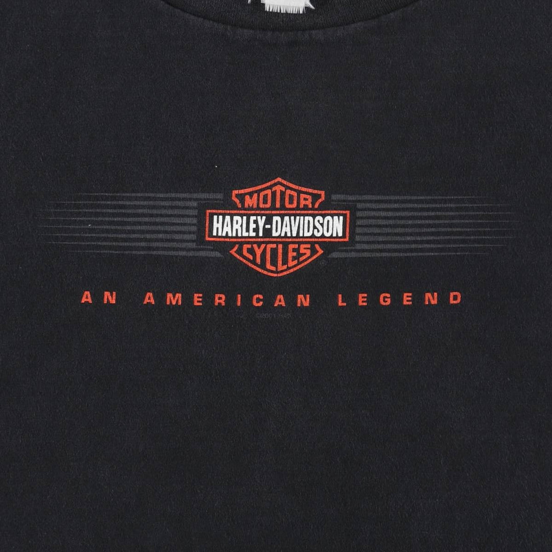 00'S Harley-Davidson Motorcycle Bike T-shirt Men's XL size cotton black type Vintage Second Hand