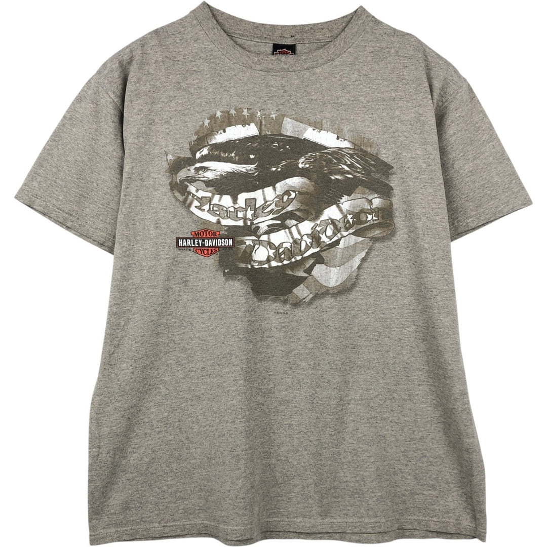 00'S Harley-Davidson Eagle Pattern Motorcycle Bike T-shirt Made in USA Men's XL cotton gray type Vintage Second Hand