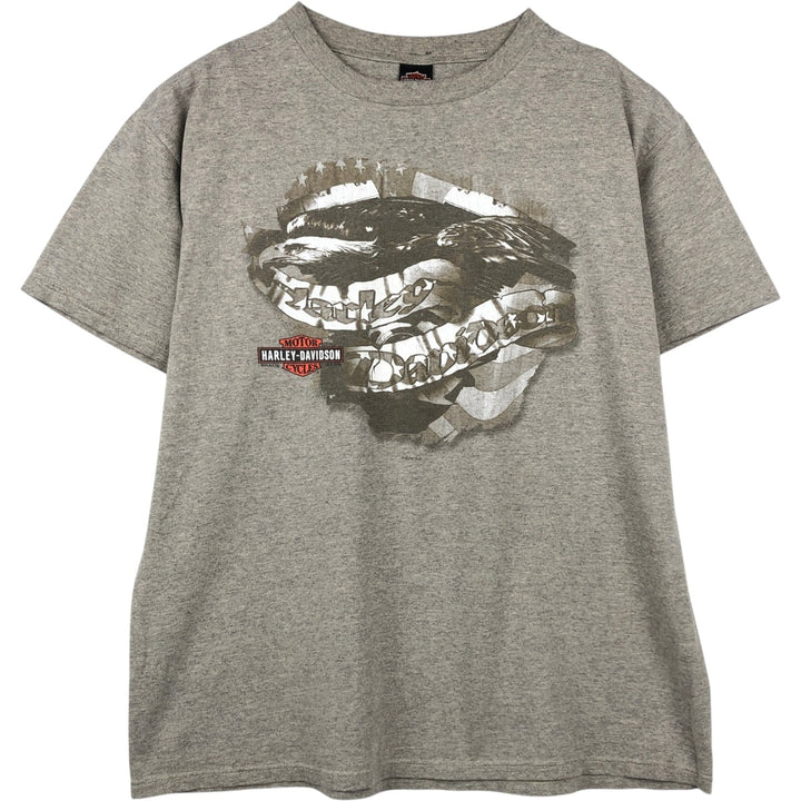 00'S Harley-Davidson Eagle Pattern Motorcycle Bike T-shirt Made in USA Men's XL cotton gray type Vintage Second Hand