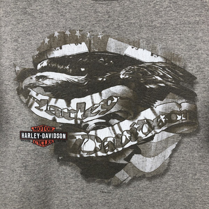 00'S Harley-Davidson Eagle Pattern Motorcycle Bike T-shirt Made in USA Men's XL cotton gray type Vintage Second Hand
