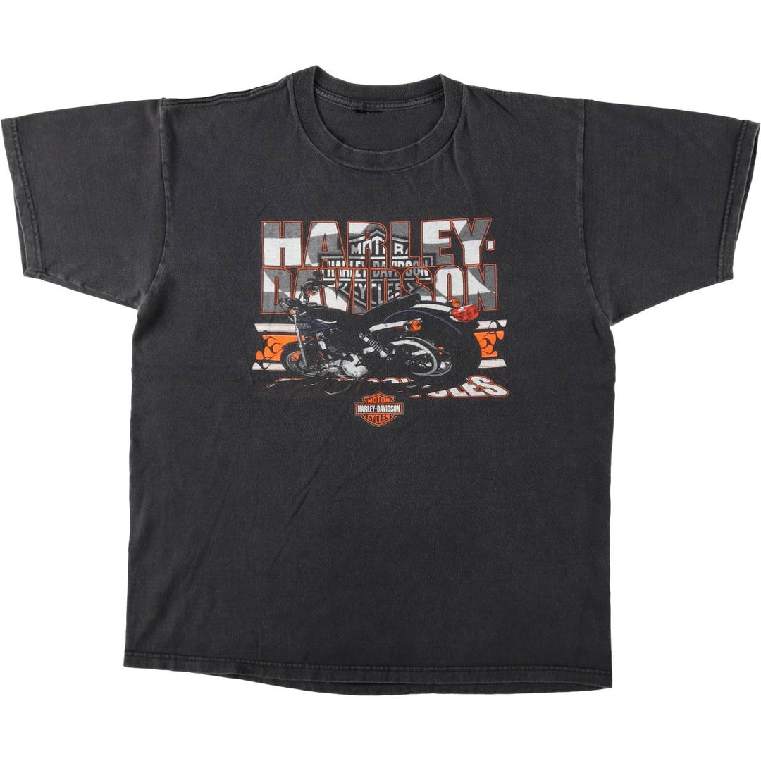 00'S Harley-Davidson Eagle Pattern Motorcycle Bike T-shirt Men's XL unclear black type Vintage Second Hand