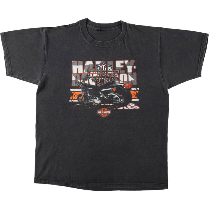 00'S Harley-Davidson Eagle Pattern Motorcycle Bike T-shirt Men's XL unclear black type Vintage Second Hand