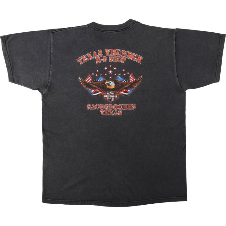 00'S Harley-Davidson Eagle Pattern Motorcycle Bike T-shirt Men's XL unclear black type Vintage Second Hand