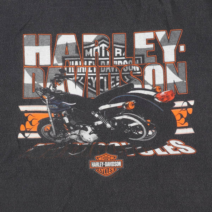 00'S Harley-Davidson Eagle Pattern Motorcycle Bike T-shirt Men's XL unclear black type Vintage Second Hand