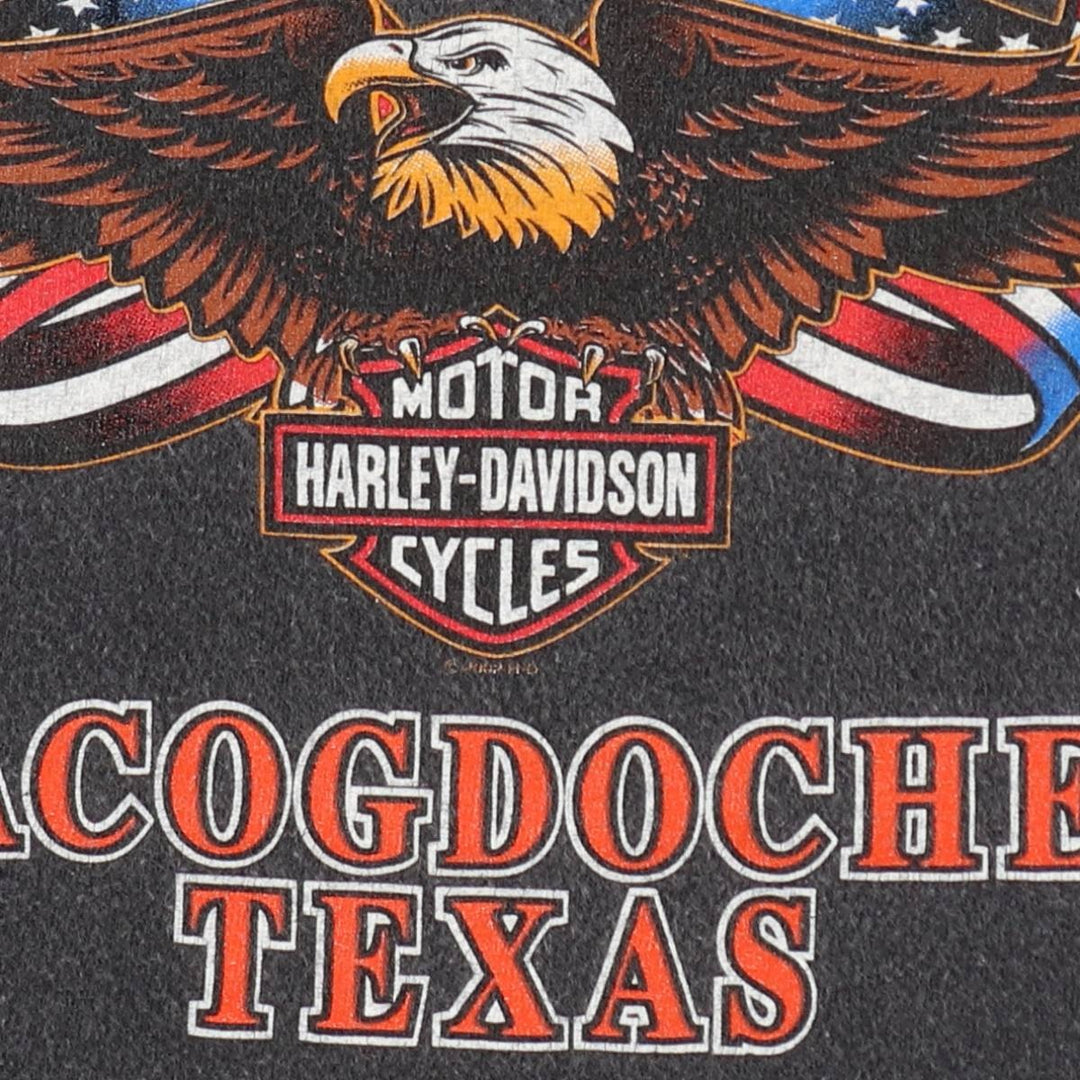 00'S Harley-Davidson Eagle Pattern Motorcycle Bike T-shirt Men's XL unclear black type Vintage Second Hand