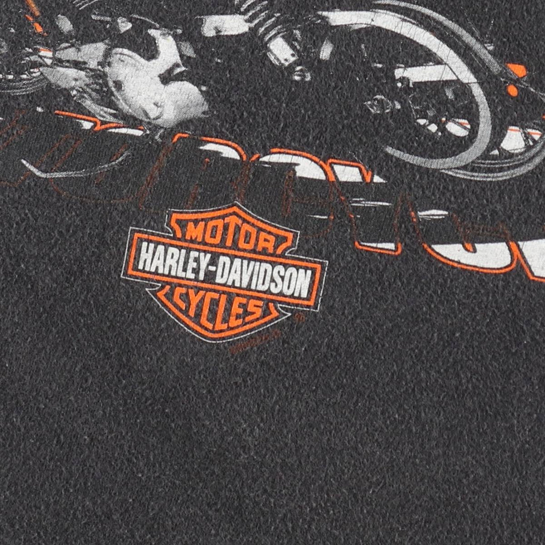 00'S Harley-Davidson Eagle Pattern Motorcycle Bike T-shirt Men's XL unclear black type Vintage Second Hand