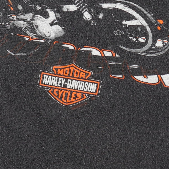 00'S Harley-Davidson Eagle Pattern Motorcycle Bike T-shirt Men's XL unclear black type Vintage Second Hand