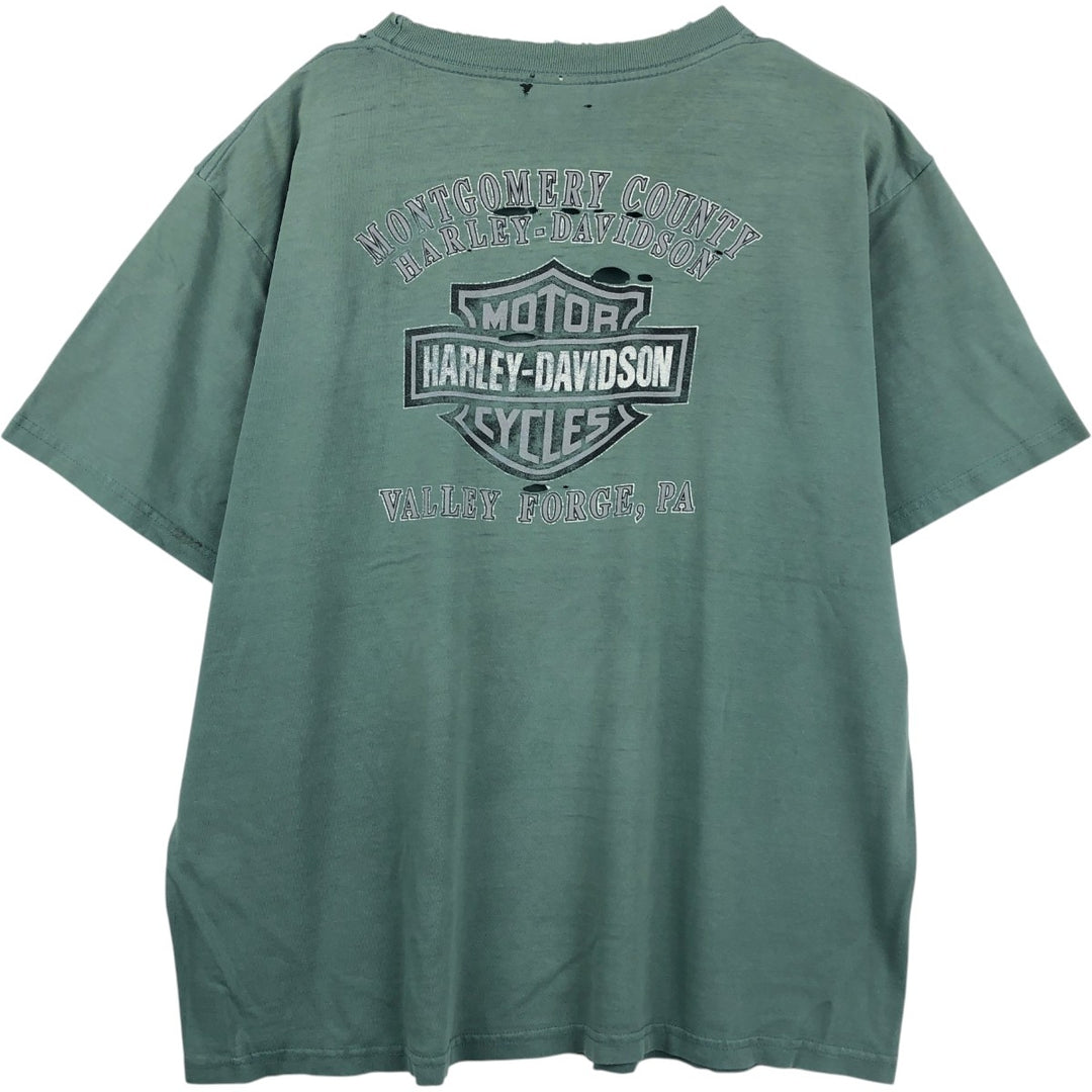Harley-Davidson Motorcycle Bike T-shirt, Men's XXL unclear green type Vintage Second Hand