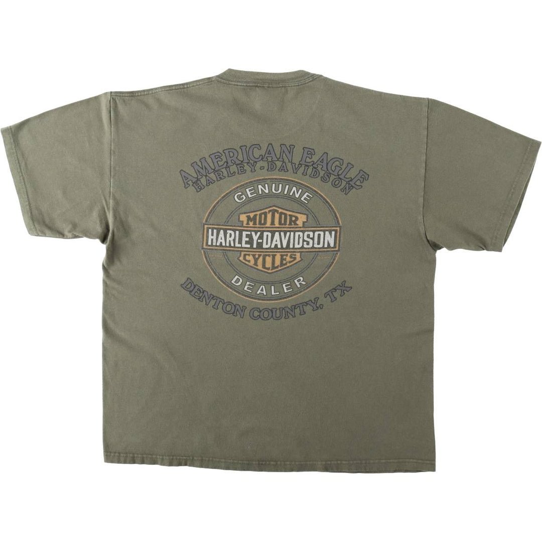 Harley-Davidson Motorcycle Bike T-shirt Made in USA Men's XL cotton Khaki type Vintage Second Hand